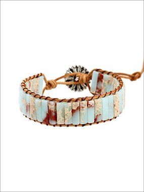 Natural Stone Wrap Bracelet Boho Leather Adjustable Women's Jewelry Gift
